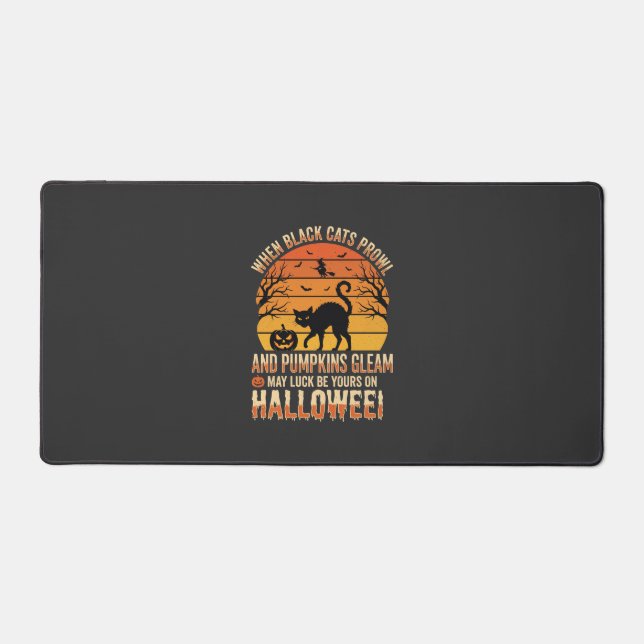 Black Cat Pumpkin Halloween Vector Design Desk Mat (Front)