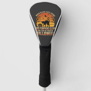 Black Cat Pumpkin Halloween Vector Design Golf Head Cover