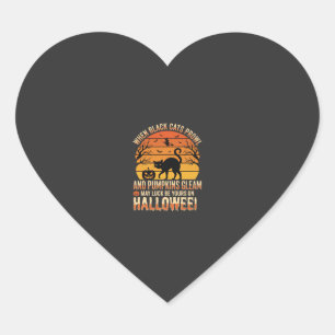 Black Cat Pumpkin Halloween Vector Design Heart Sticker