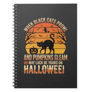 Black Cat Pumpkin Halloween Vector Design Notebook