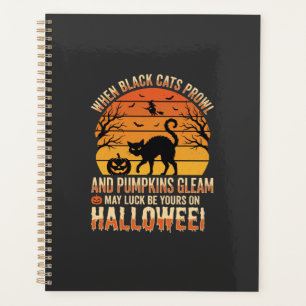 Black Cat Pumpkin Halloween Vector Design Planner