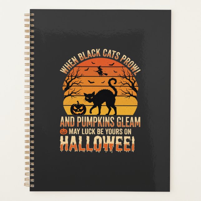 Black Cat Pumpkin Halloween Vector Design Planner (Front)