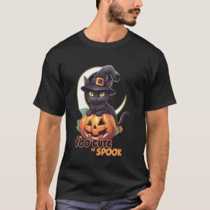 Black Cat Pumpkin I'm Too Cute To Spook Moon Hallo T-Shirt