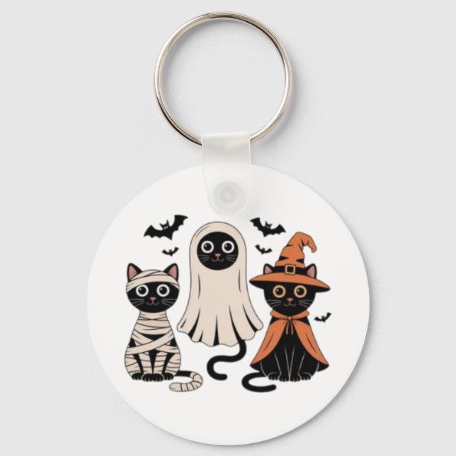 Black Cat Pumpkin Key Ring (Front)