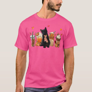 Black Cat Pumpkin Latte Fall Coffee Autumn Season T-Shirt
