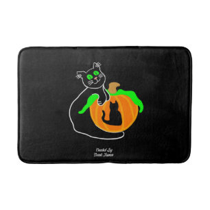 Black Cat Pumpkin Medium Bath Mat