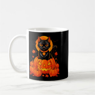 Black Cat Pumpkin Moon Halloween Autumn Fall Coffee Mug