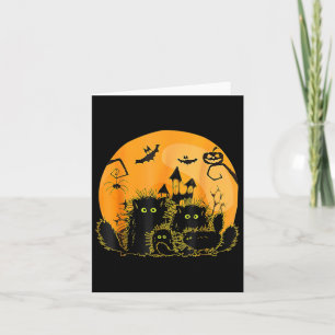 Black Cat Pumpkin Moon Halloween Card