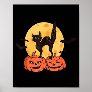 Black Cat Pumpkin Moon Halloween Costume Cat Lover Poster