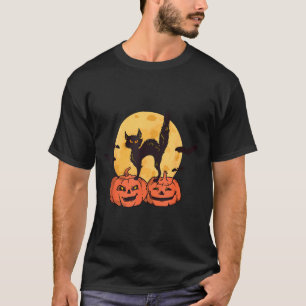 Black Cat Pumpkin Moon Halloween Costume Cat Lover T-Shirt