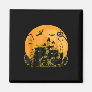 Black Cat Pumpkin Moon Halloween Magnet