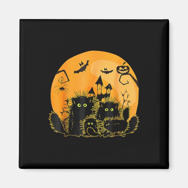Black Cat Pumpkin Moon Halloween  Magnet (Front)