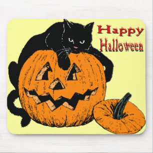 Black Cat Pumpkin Mouse Mat