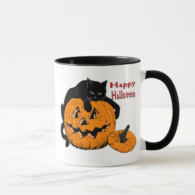 Black Cat Pumpkin Mug (Right)