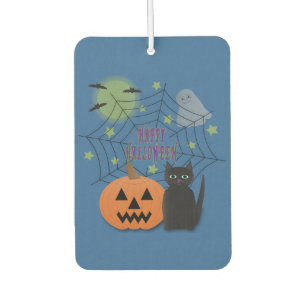 Black Cat & Pumpkin Not Scary Halloween Car Air Freshener