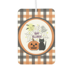 Black Cat & Pumpkin Not Scary Halloween Car Air Freshener