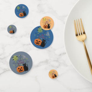 Black Cat & Pumpkin Not Scary Halloween Confetti