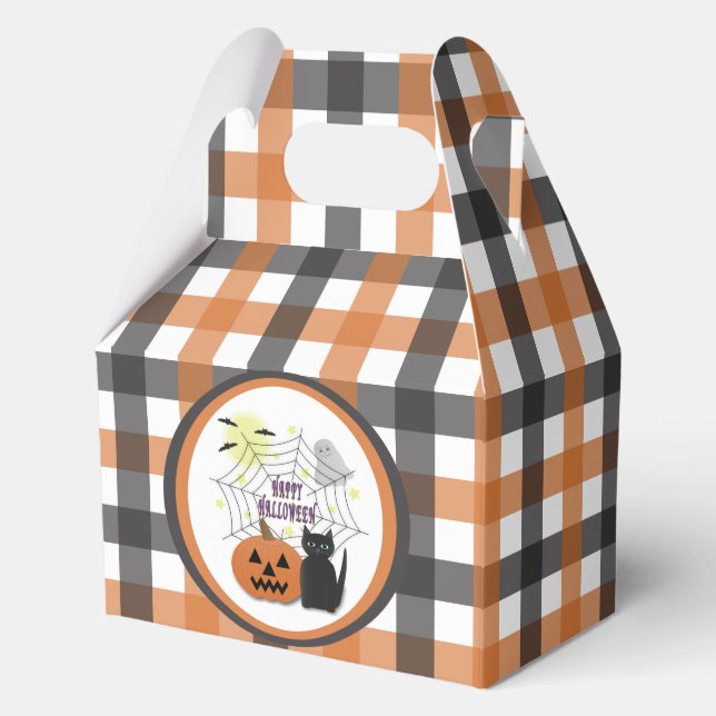Black Cat & Pumpkin Not Scary Halloween Favour Box (Front)