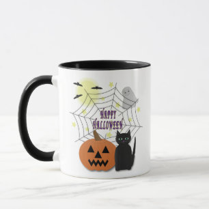 Black Cat & Pumpkin Not Scary Halloween Mug