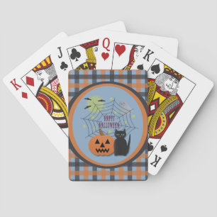 Black Cat & Pumpkin Not Scary Halloween Playing Cards