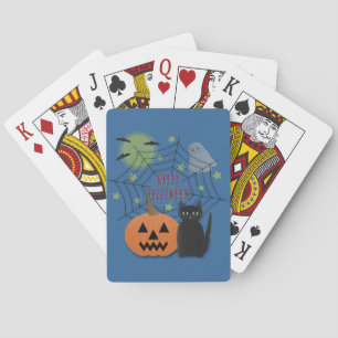 Black Cat & Pumpkin Not Scary Halloween Playing Cards