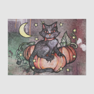 Black Cat Pumpkin Patch Moon Tissue Paper