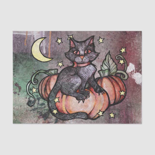 Black Cat Pumpkin Patch Moon                       Tissue Paper (Front)