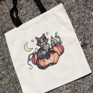 Black Cat Pumpkin Patch Moon                       Tote Bag