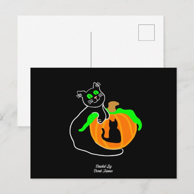 Black Cat Pumpkin Postcard (Front/Back)