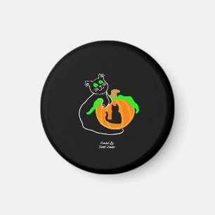 Black Cat Pumpkin Round Magnet