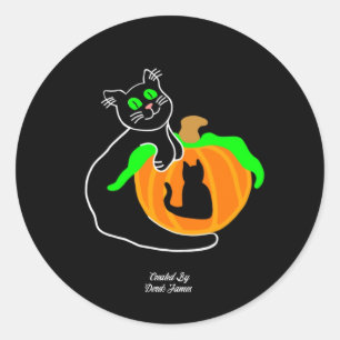 Black Cat Pumpkin Round Sticker
