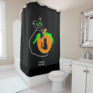 Black Cat Pumpkin Shower Curtain
