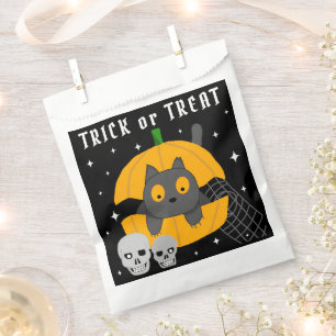 Black Cat Pumpkin Skulls Trick or Treat Halloween  Favour Bags