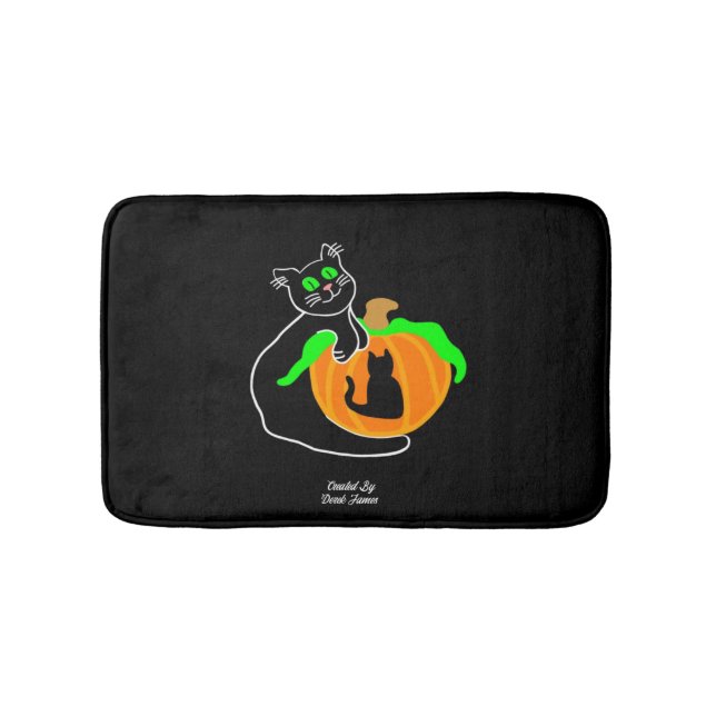Black Cat Pumpkin Small Bath Mat (Front)
