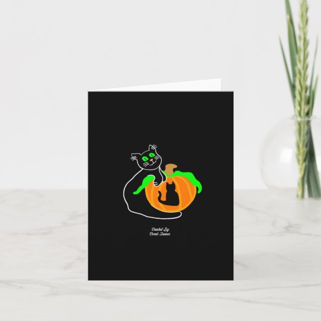 Black Cat Pumpkin Small Vertical Greeting Card (Front)