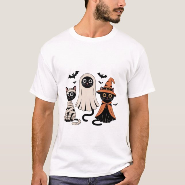 Black Cat Pumpkin T-Shirt (Front)