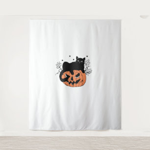 Black Cat Pumpkin  Tapestry
