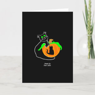 Black Cat Pumpkin Vertical Standard Greeting Card