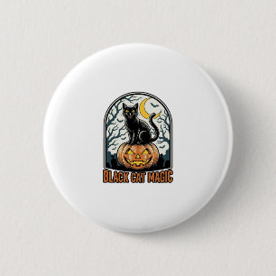 Black Cat Pumpkin Vintage Halloween Engraving_1 6 Cm Round Badge