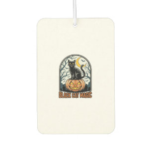 Black Cat Pumpkin Vintage Halloween Engraving_1 Car Air Freshener