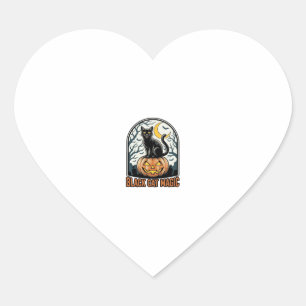 Black Cat Pumpkin Vintage Halloween Engraving_1 Heart Sticker