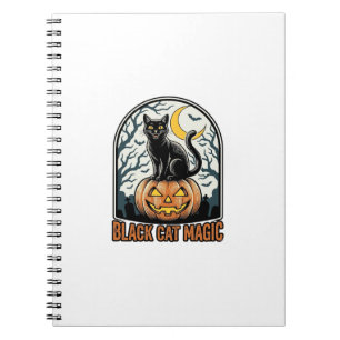 Black Cat Pumpkin Vintage Halloween Engraving_1 Notebook
