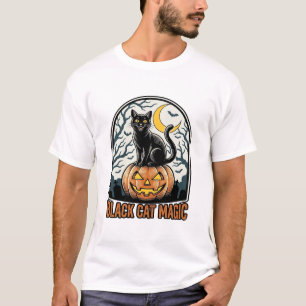 Black Cat Pumpkin Vintage Halloween Engraving_1 T-Shirt