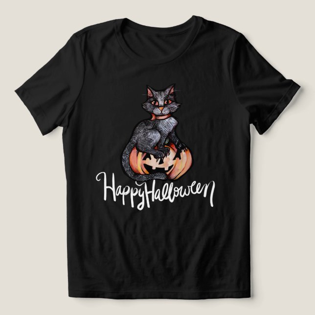 Black Cat Pumpkins Halloween Magic                 Tri-Blend Shirt (Design Front)