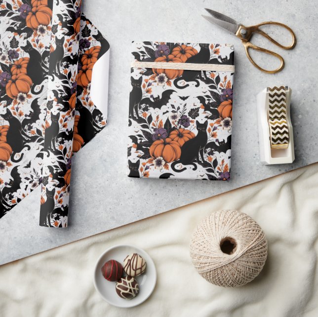 Black Cat Pumpkins Wrapping Paper (Crafts)