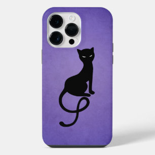 Black Cat Purple Elegant Evil Kitty iPhone 14 Pro Max Case