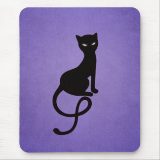 Black Cat Purple Elegant Evil Kitty Mouse Mat