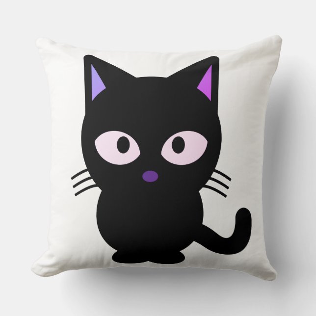 Black Cat Purple Fantastic Cushion (Front)