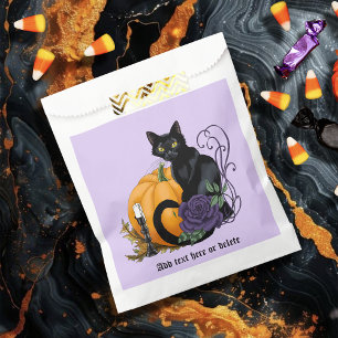 Black Cat Purple Rose Pumpkin Autumn Favour Bags