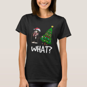 Black Cat Pushing Christmas Tree Over Cat What T-Shirt
